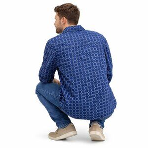 TED BAKER CHIC MEN'S DRESS SHIRT MODERN PRINT BLUE/WHITE SIZE XL